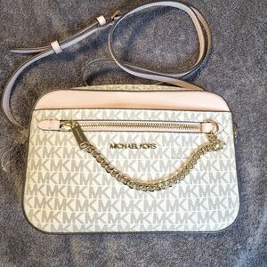 Michael Kors Pink and Vanilla Signature Crossbody Bag